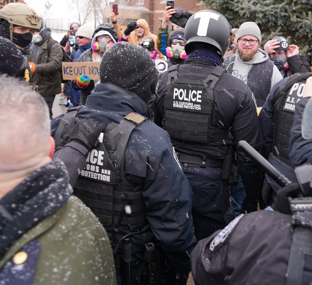 Protestors and Federal Officers face off in Minneapolis.