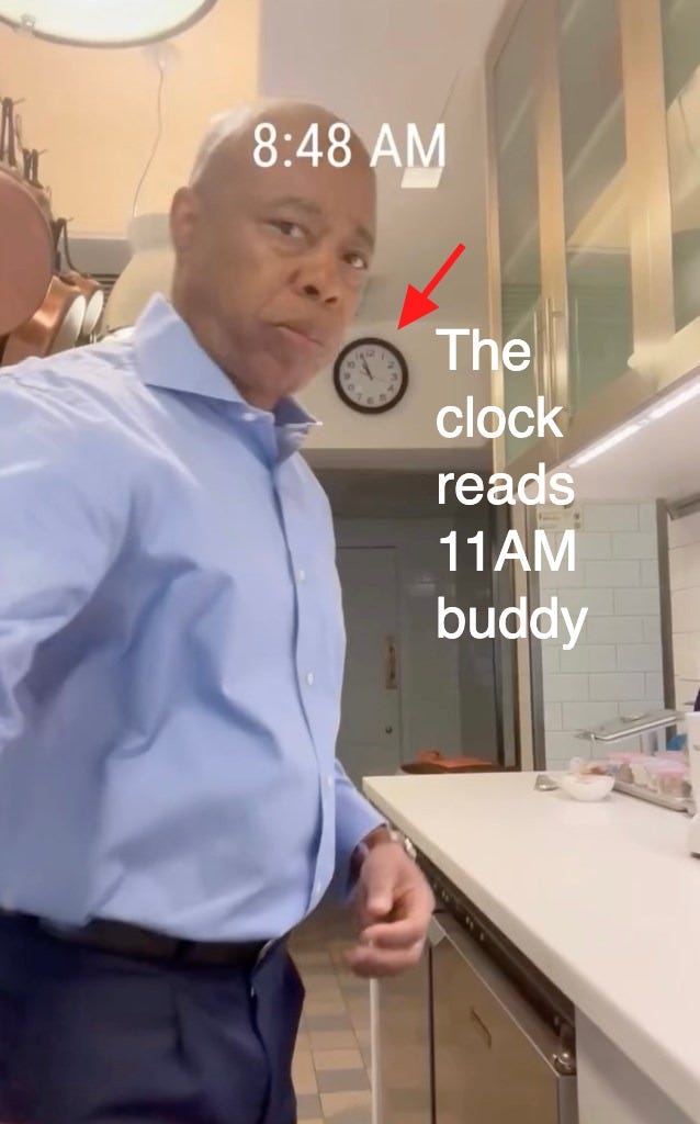 Mayor Eric Adams in his kitchen, preparing a smoothie.