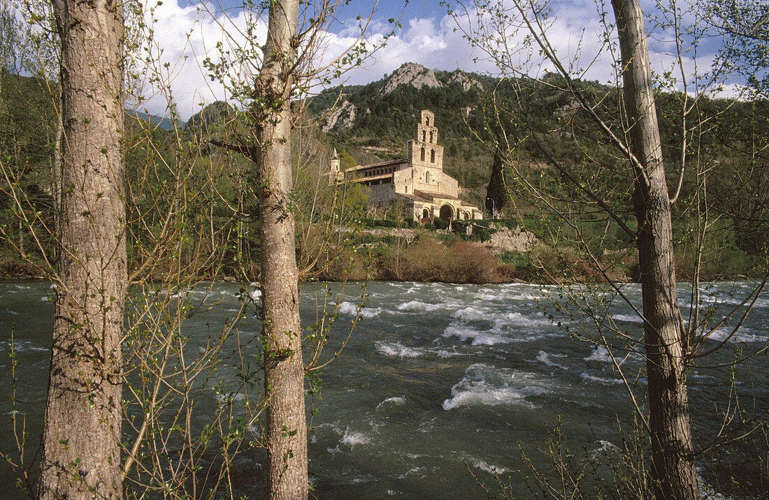 Santa Maria de Gerri monastery in Pallars Sobira, Catalonia, on the bank of the Noguera Pallaresa river Santa Maria de Gerri monastery in Pallars Sobira, Catalonia, on the bank of the Noguera Pallaresa river