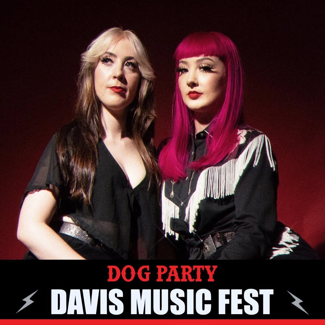 May be an image of 2 people and text that says 'DOG PARTY 3 DAVIS MUSIC FEST'