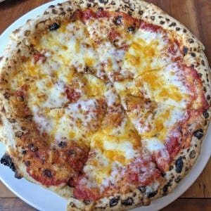 An excellent cheese pizza from Louisville's MozzaPi. 