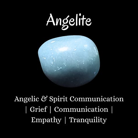 Shiva lingam, Angelite, Jade, Blue Tiger's Eye, Seraphinite