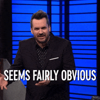 Gif of man spreading arms and saying "Seems Fairly Obvious"