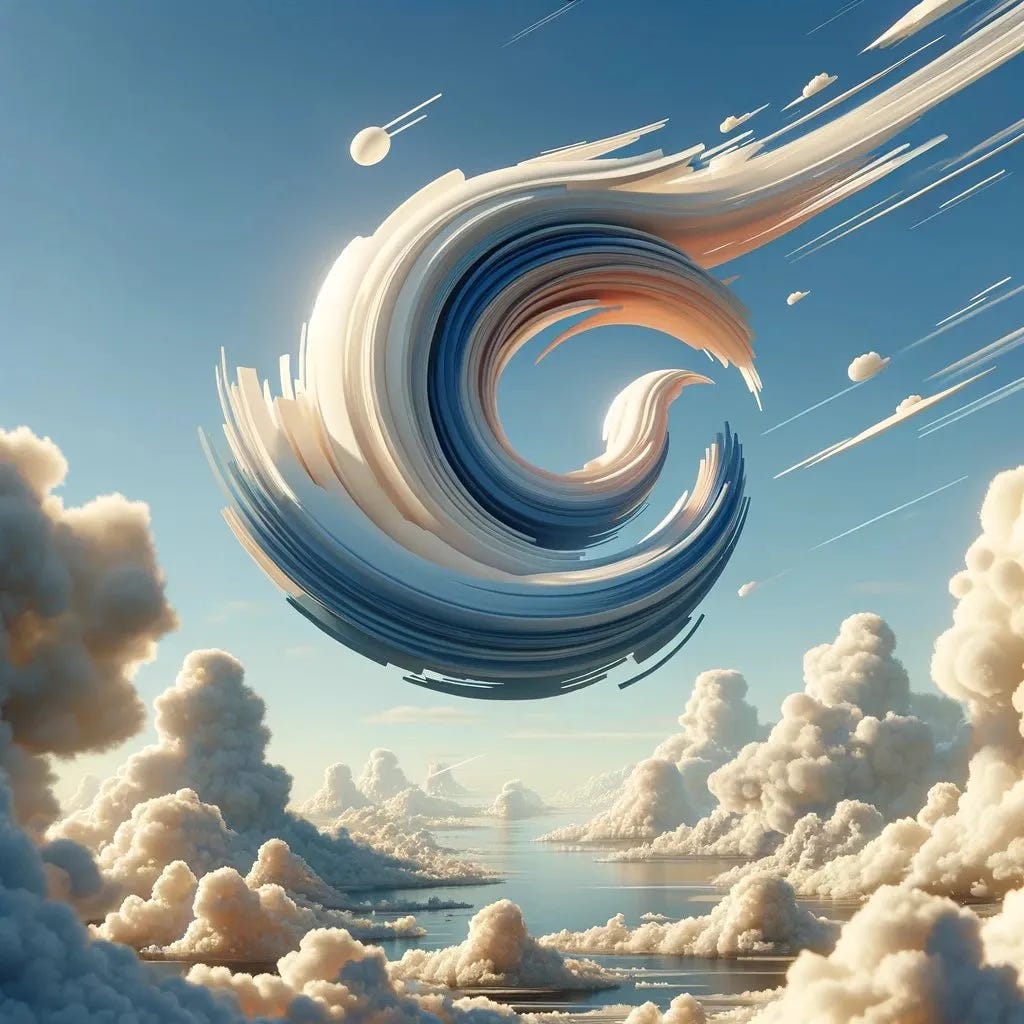 AI-generated flowy clouds.