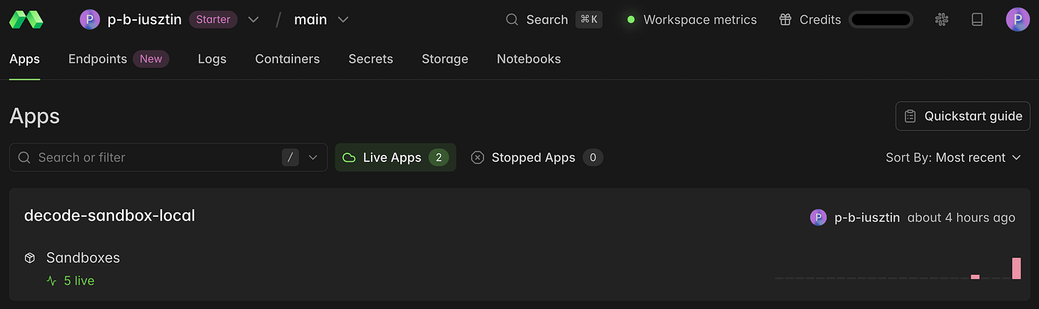 Number of running sandboxes in Modal