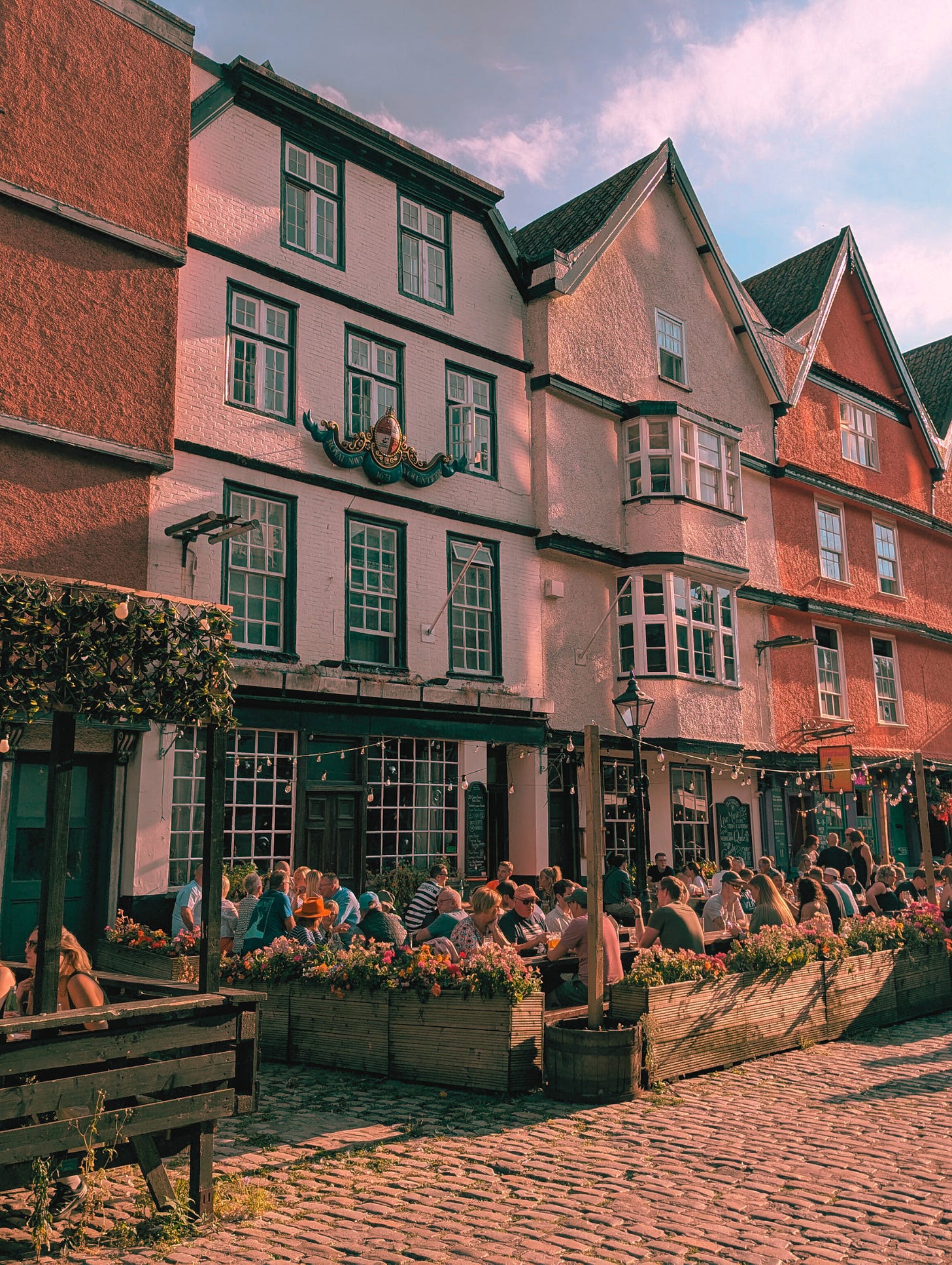 Summer alfresco pub garden on King Street, Bristol from Never Lost Letters by Stuart Found