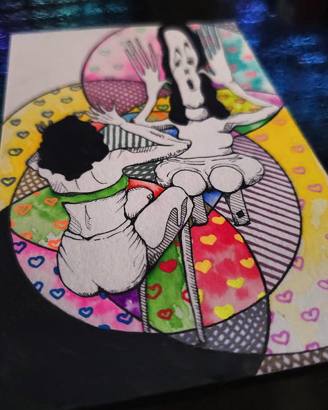 "Dare to see yourself." mixed media art by Erica Franz.