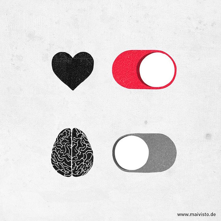 heart icon toggled on, brain icon toggled off