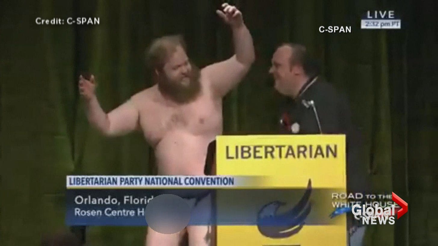 That was a dare': Libertarian Party candidate dances, strips live on  television during convention - National | Globalnews.ca