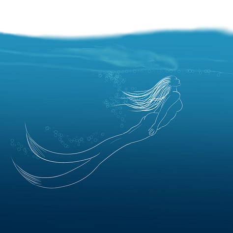 Three mermaid illustrations