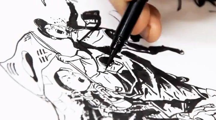 Timelapse : Superbe illustration de Kim Jung Gi - #Olybop