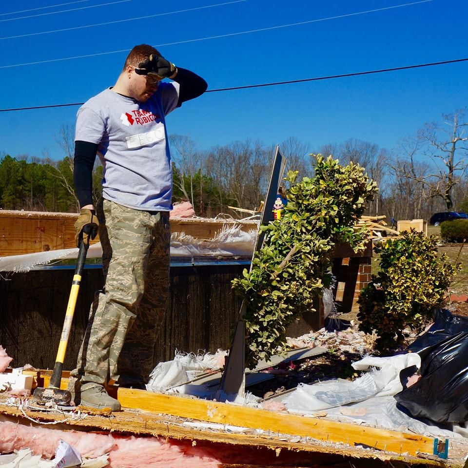 Michael Feggans at Operation Hobbs Hole ( Photo by Team Rubicon Region III) Michael Feggans at Operation Hobbs Hole ( Photo by Team Rubicon Region III)