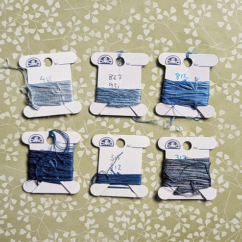 A large series of tweeded floss swatches, all used for things like hair, fur and denim.
