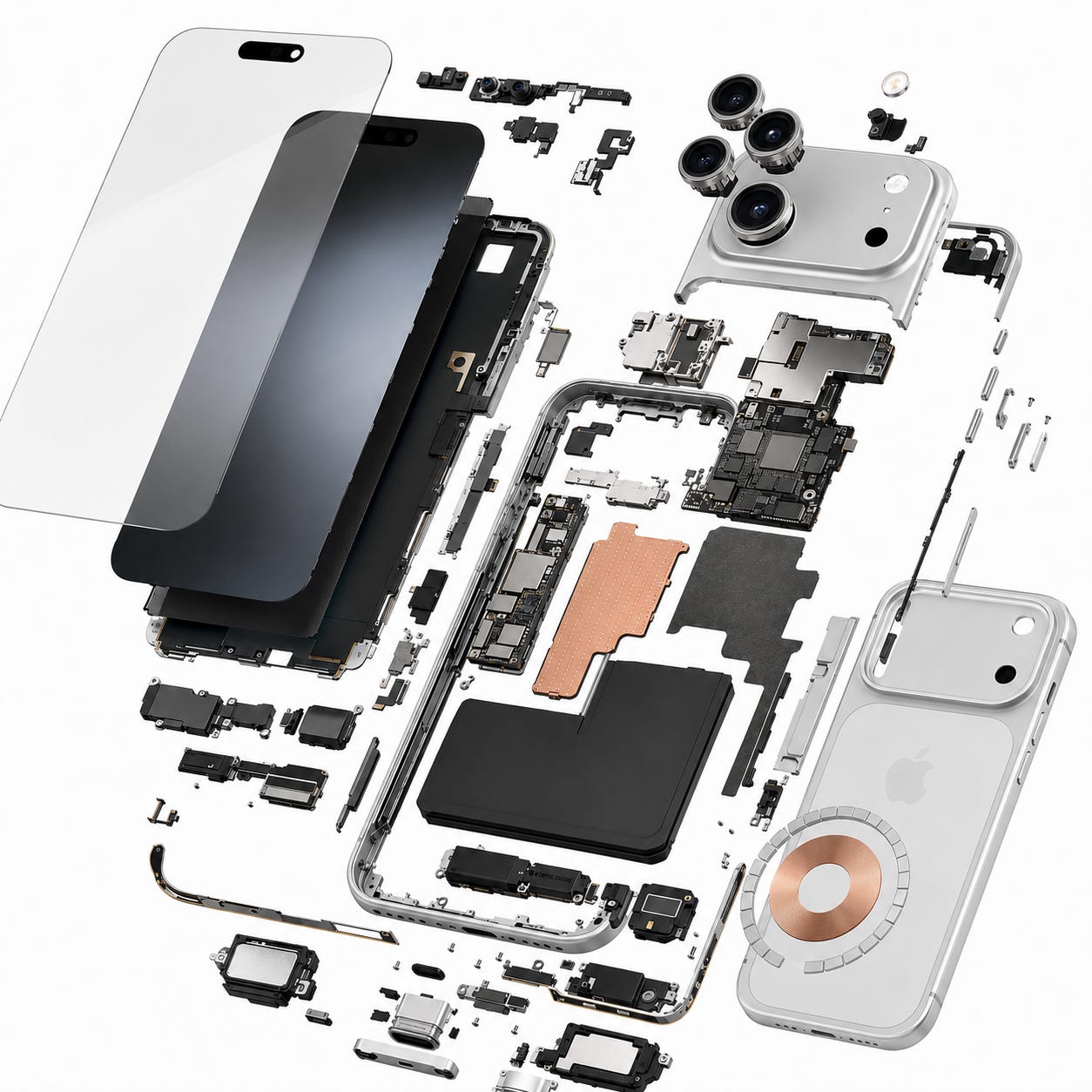 iPhone 17 Pro exploded component view
