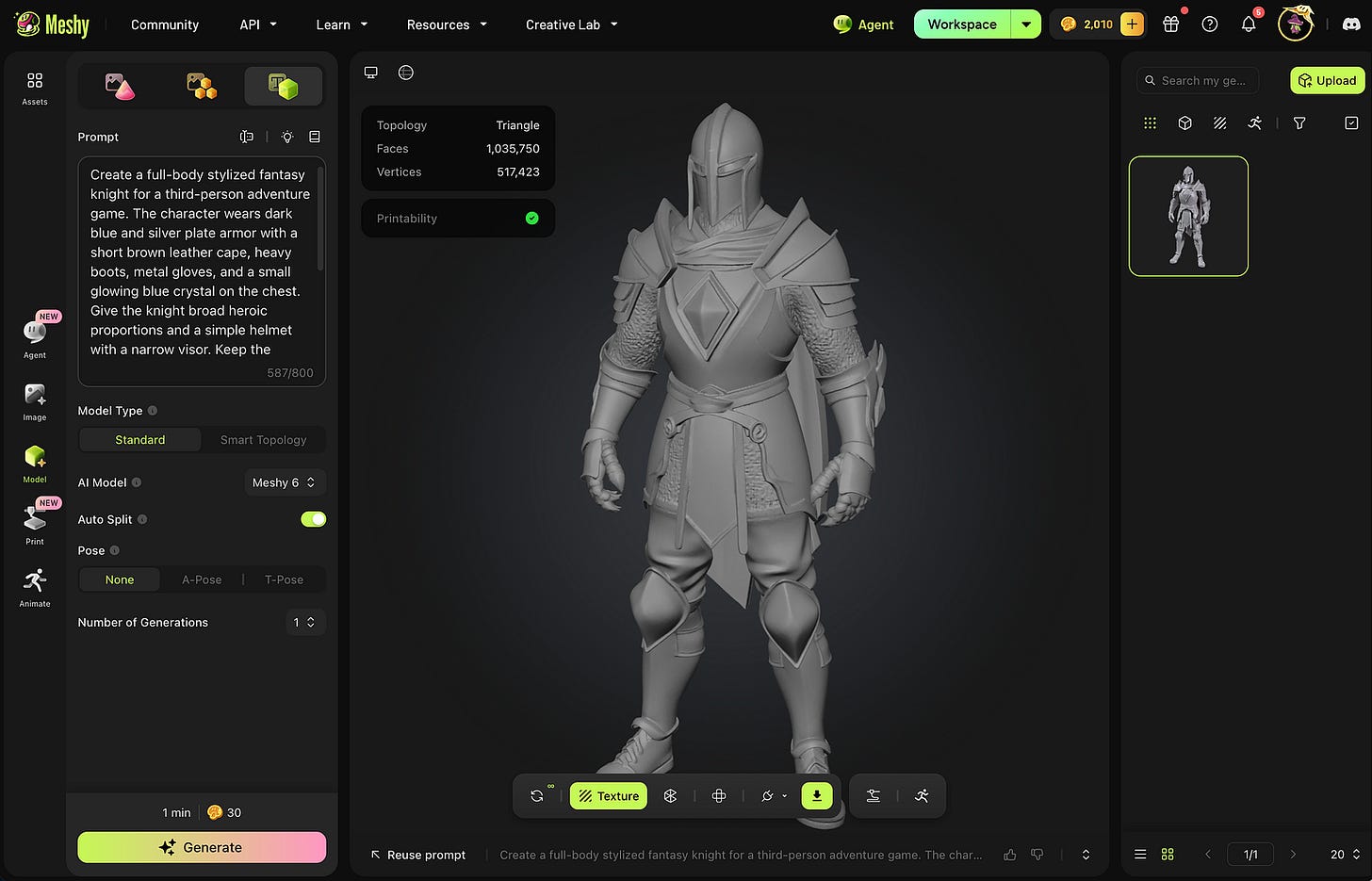 A model of a warrior generated with Meshy AI. Image by Jim Clyde Monge A model of a warrior generated with Meshy AI. Image by Jim Clyde Monge