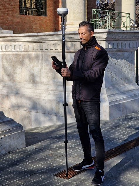 Roland Kriston working with terrestrial laser scanning, GNSS and fixed-wing UAV technologies during field data acquisition.