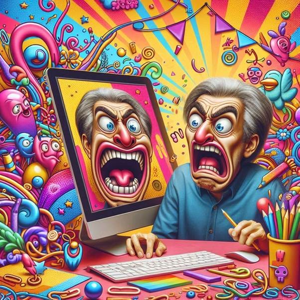 person horrified by deepfake image