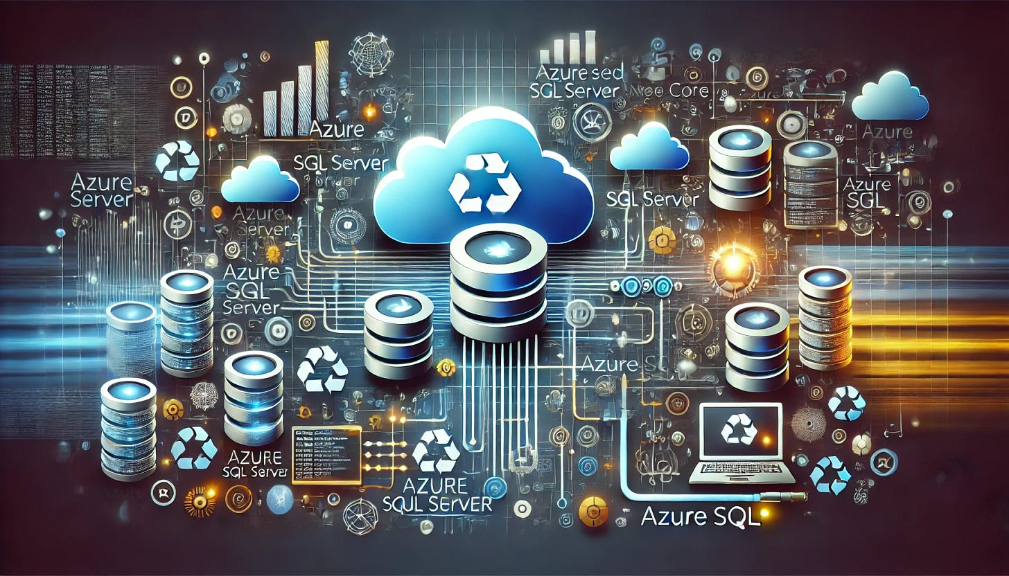 A visually engaging 16:9 image illustrating the integration of Azure SQL Server with a .NET Core application. The image should depict abstract visuals of cloud-based database connectivity, secure authentication, and seamless data flow between a .NET Core API and Azure SQL. Use modern design elements emphasizing cloud infrastructure, database management, and API interactions, avoiding text.
