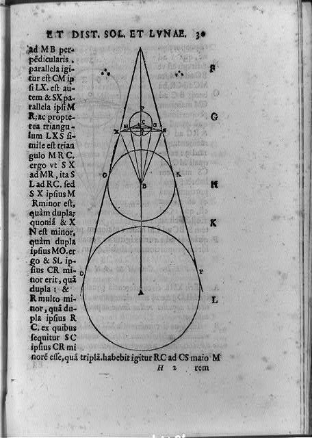 Aristarchus graphic calculating real scale of our solar system