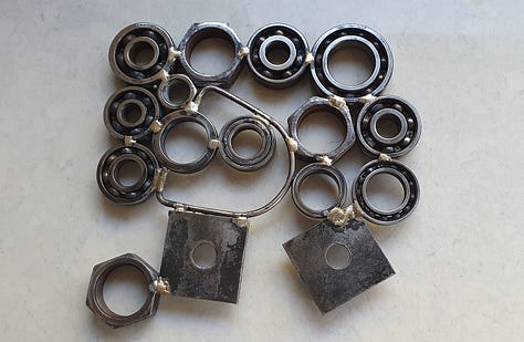 Trivets in process of making and finishing.