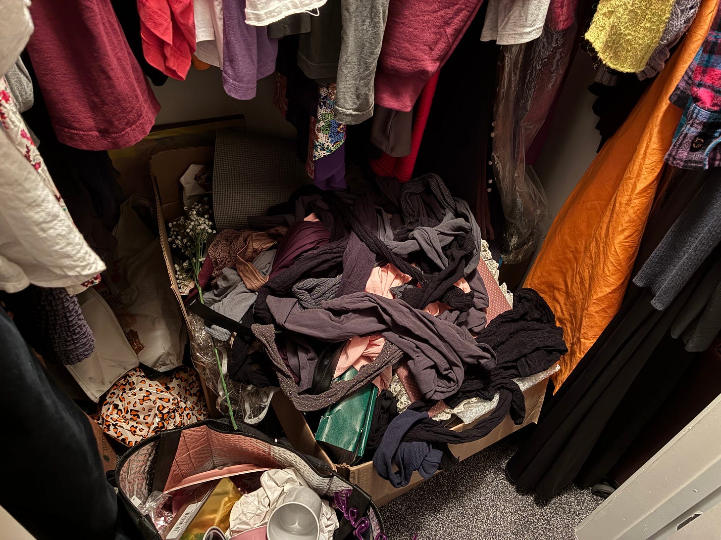 messy woman's closet