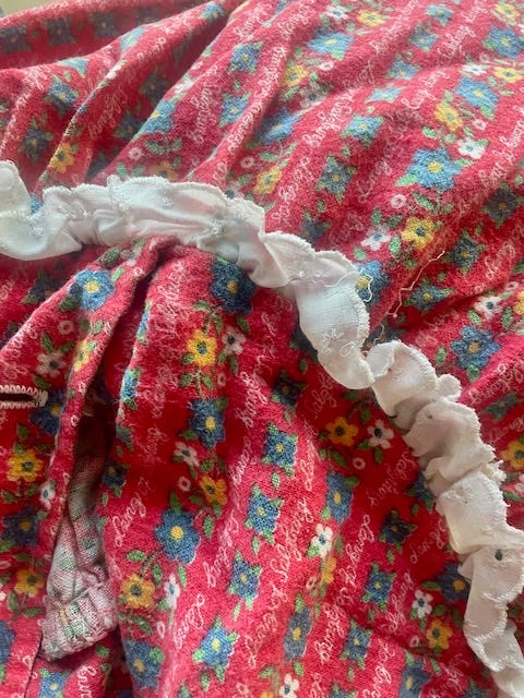 red flannel nightgown with floral print red flannel nightgown with floral print