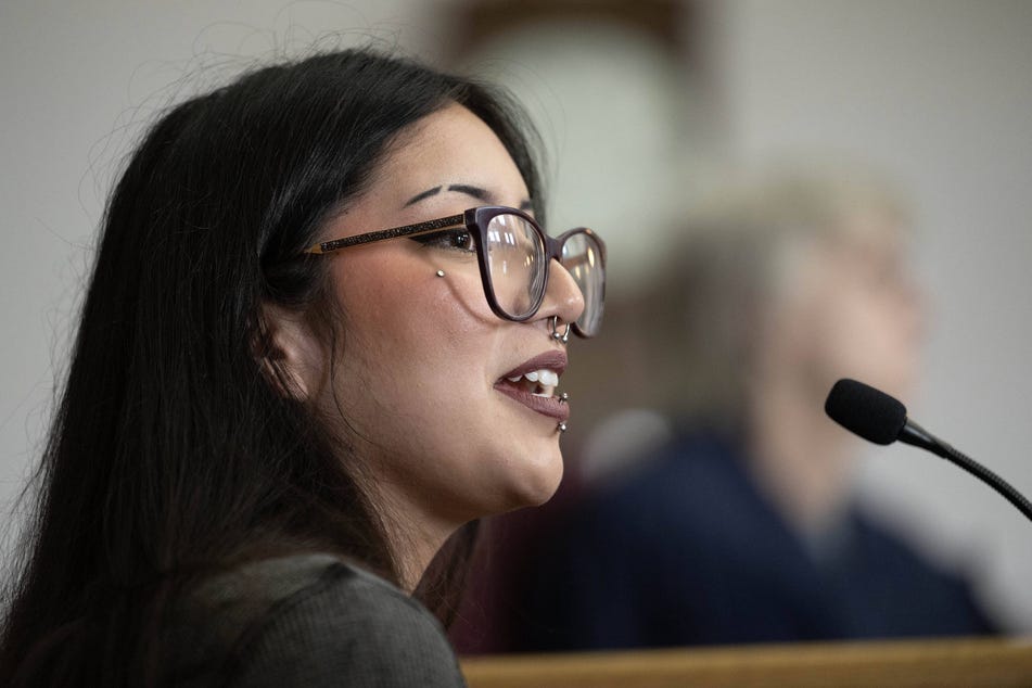 Sariel Sandoval testifies in court.