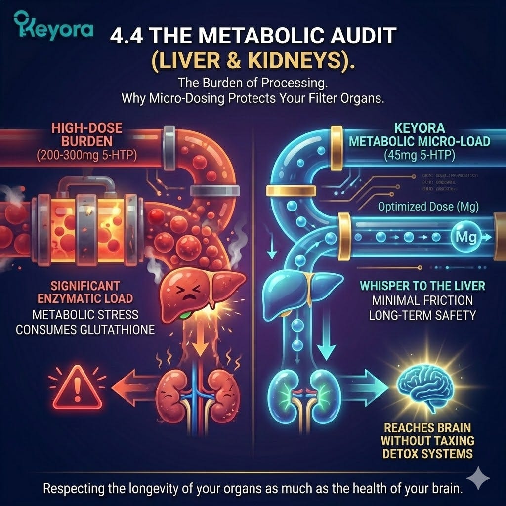 The Metabolic Micro-Load audit proves that the 45mg Precision Dose bypasses the hepatic enzymatic burden of high-volume waste, securing Neurological Sovereignty without depleting liver antioxidants or taxing renal filtration. The Metabolic Micro-Load audit proves that the 45mg Precision Dose bypasses the hepatic enzymatic burden of high-volume waste, securing Neurological Sovereignty without depleting liver antioxidants or taxing renal filtration.