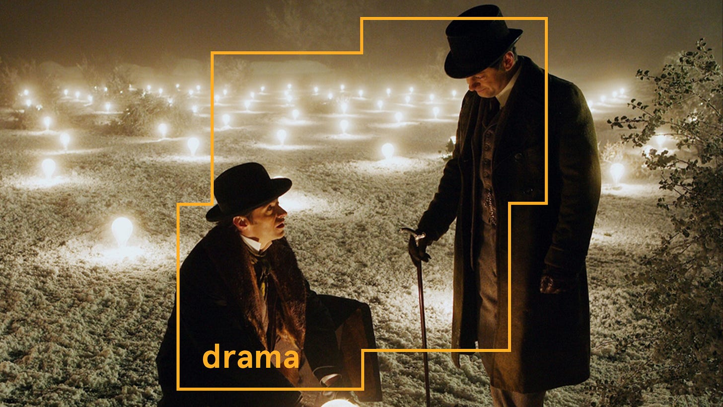 Hugh Jackman and Andy Serkis in The Prestige. Courtesy of Warner Bros.