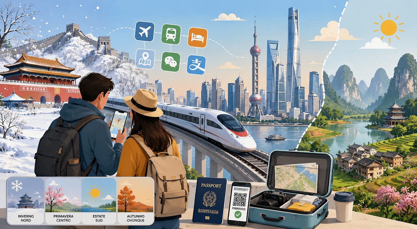 Illustrazione di viaggio in Cina con treno ad alta velocità, skyline di Shanghai e viaggiatori che organizzano pagamenti e trasporti. Illustrazione di viaggio in Cina con treno ad alta velocità, skyline di Shanghai e viaggiatori che organizzano pagamenti e trasporti.