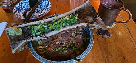 Oysters; Vegetable Ramen, Wagyu Soupless Ramen