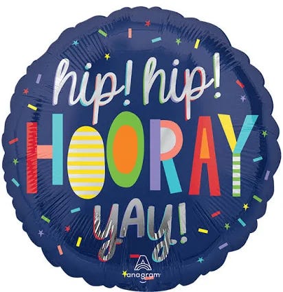 18" Hooray! Foil Balloon - Colorful Celebration Decor