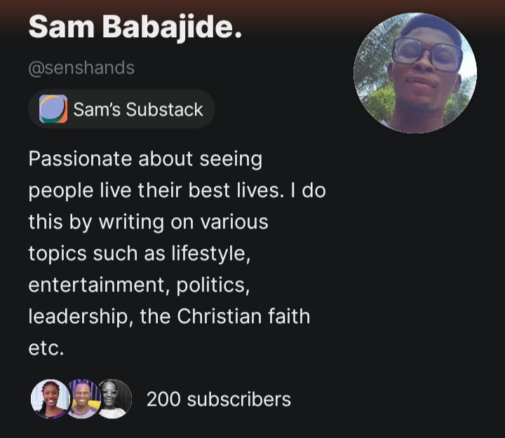 My Substack Profile/Bio