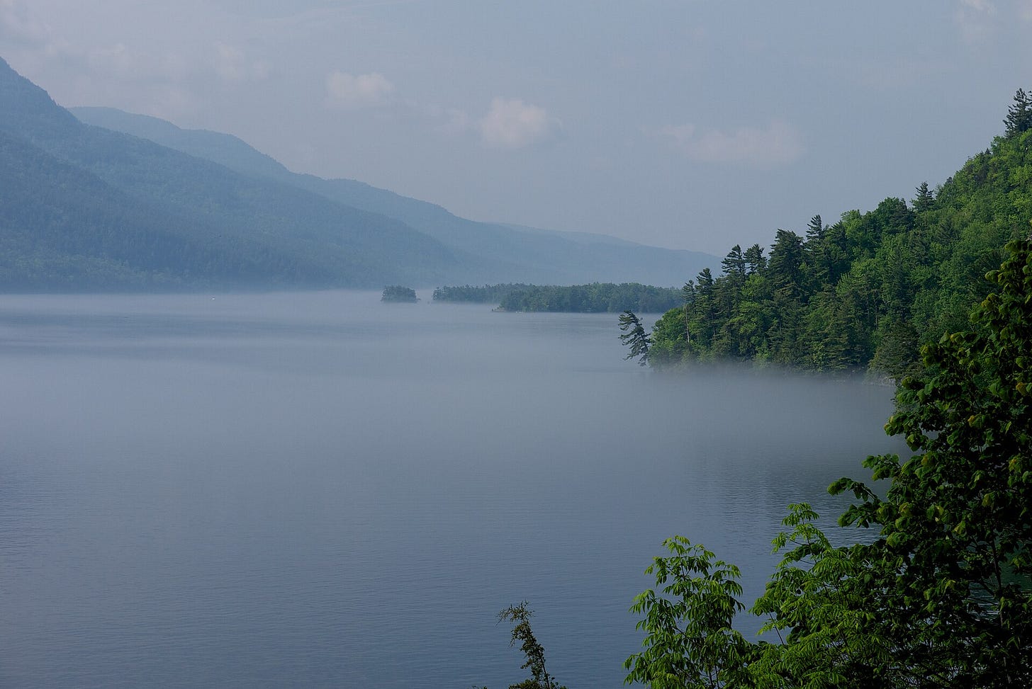 Lake George, on a foggy day. Lake George, on a foggy day.
