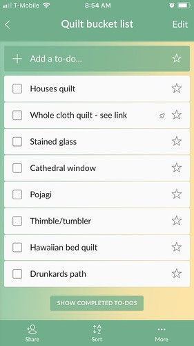 Quilt bucket list in wunderlist Quilt bucket list in wunderlist