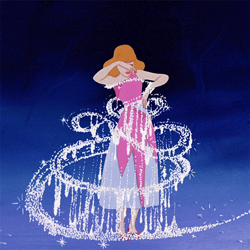 This may contain: an animated image of a woman in pink and white dress standing on a circular object