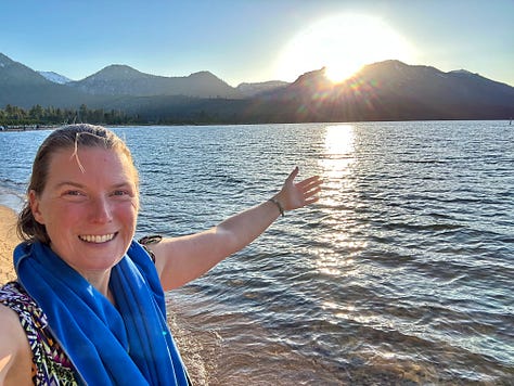 Liz and dogs at Lake Tahoe