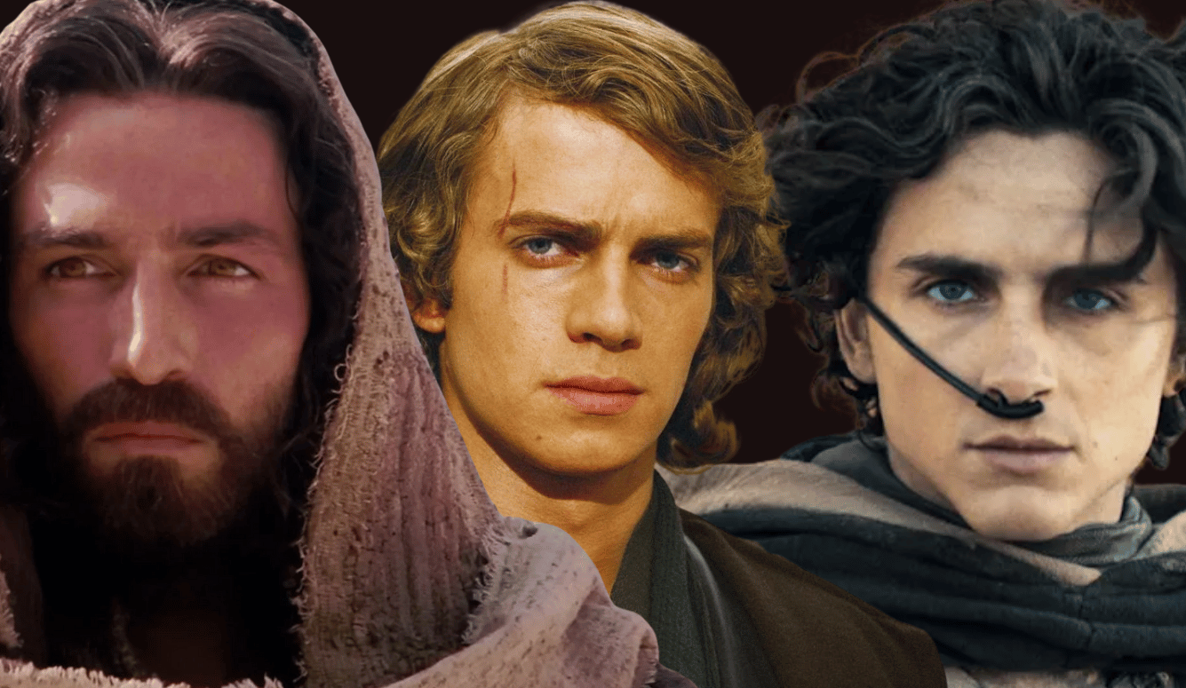 Three men with serious expressions, dressed in robes and futuristic attire, shown side by side against a dark background. Three men with serious expressions, dressed in robes and futuristic attire, shown side by side against a dark background.