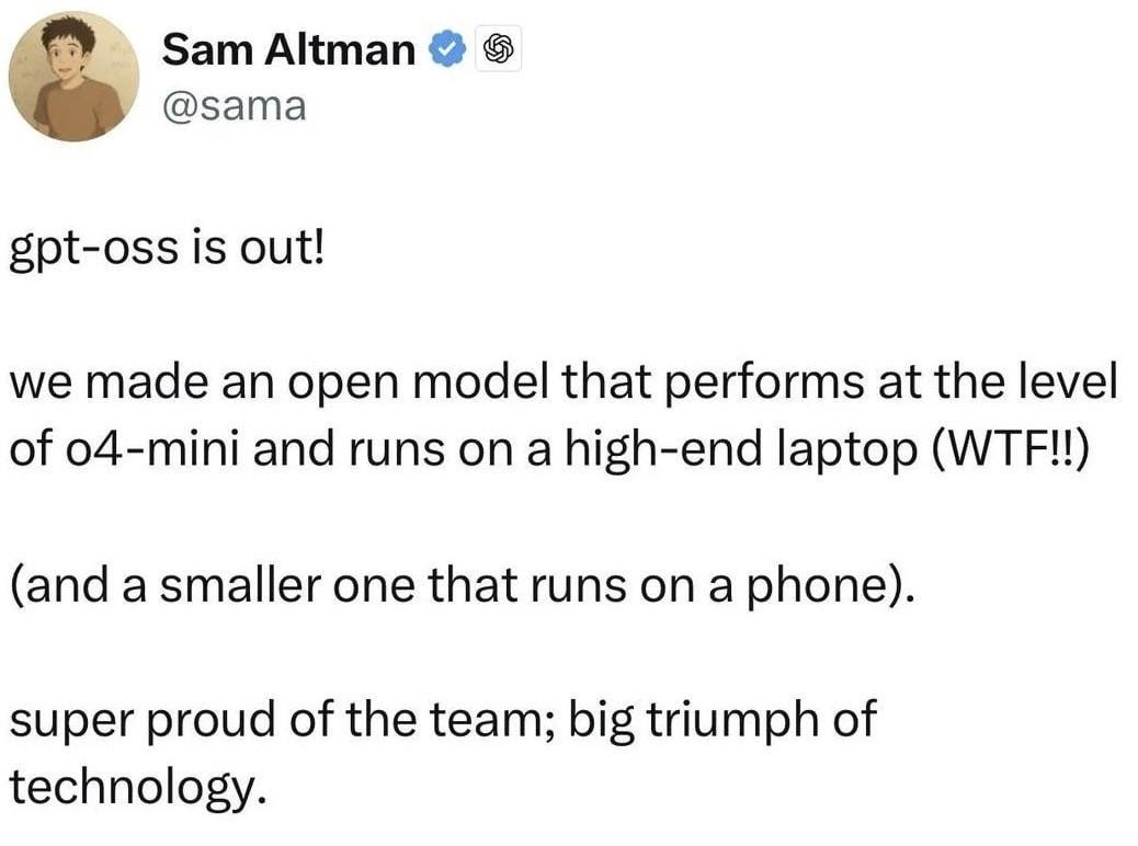 gpt-oss can be ran on Sam's phone