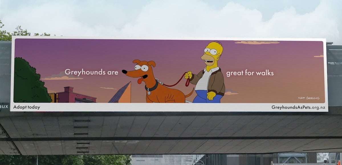 The Simpsons back NZ’s biggest dog rehoming in Greyhounds as Pets’ new campaign via Special NZ The Simpsons back NZ’s biggest dog rehoming in Greyhounds as Pets’ new campaign via Special NZ