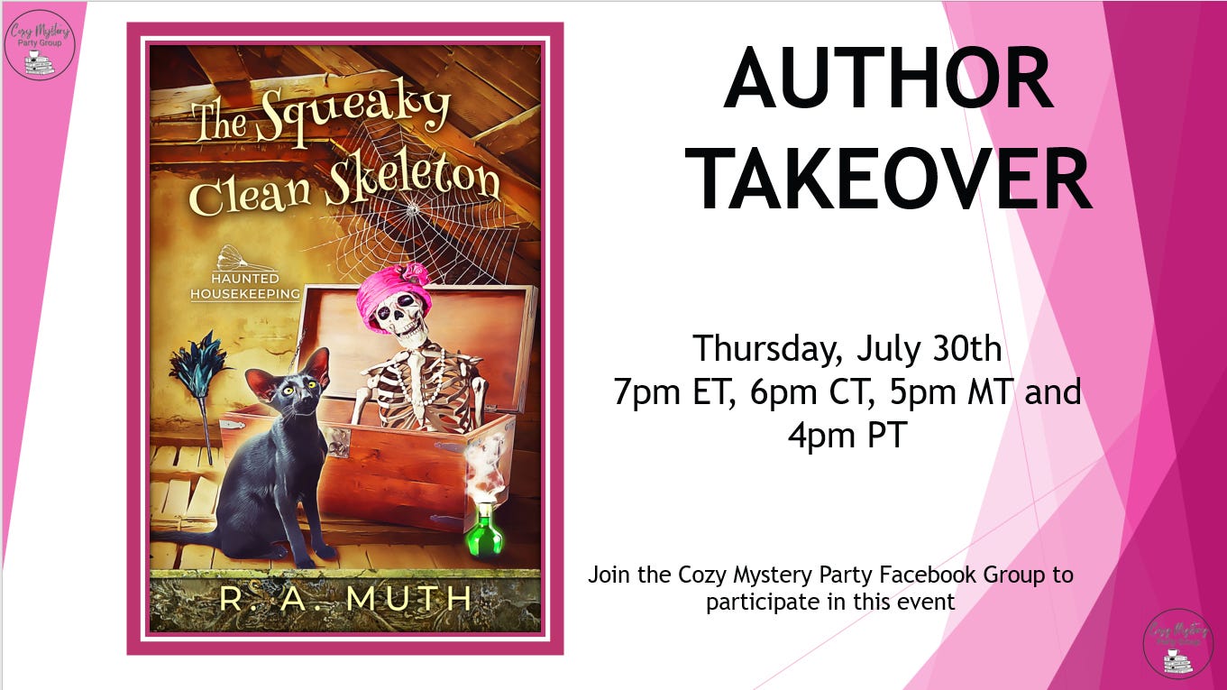 Cozy Mystery Party FB Group takeover party - July 30, 7 PM - 9 PM EST