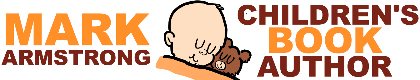 Wordmark for Mark Armstrong's Substack publication, "Mark Armstrong, Children's Book Author," which includes his Snooze Buddy Books imprint logo, a sleeping baby with a teddy bear.