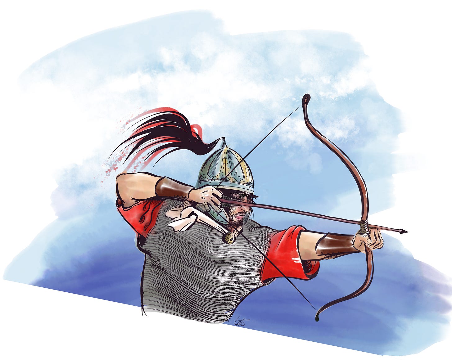 Draft concept art of a Roman cavalryman