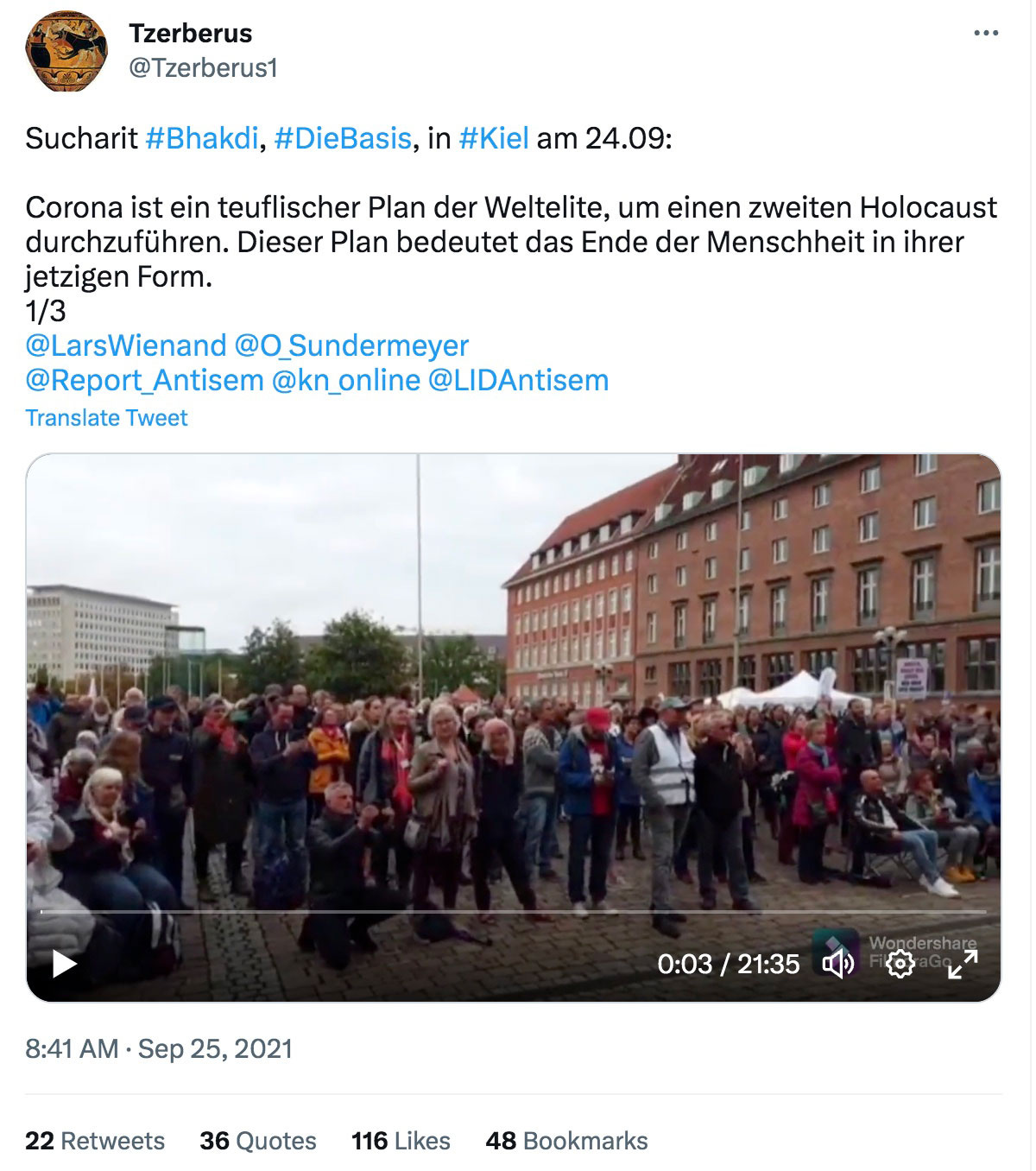 Dr. Sucharit Bhakdi: September 24, 2021, Speech Dr. Sucharit Bhakdi: September 24, 2021, Speech