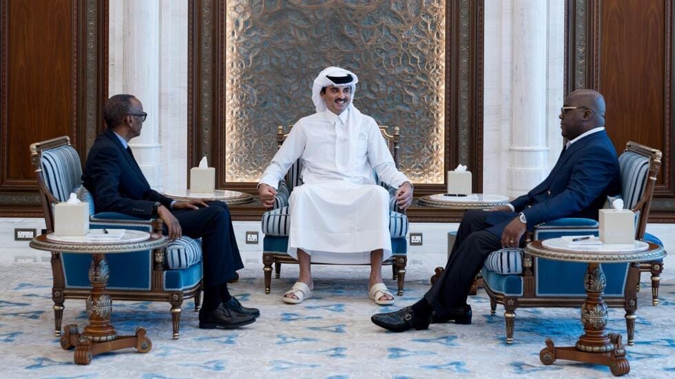 Democratic Republic of Congo President Felix Tshisekedi and his Rwandan counterpart Paul Kagame met with Qatar's Emir Sheikh Tamim bin Hamad Al Thani in Doha, Qatar, on 18 March 2025. Democratic Republic of Congo President Felix Tshisekedi and his Rwandan counterpart Paul Kagame met with Qatar's Emir Sheikh Tamim bin Hamad Al Thani in Doha, Qatar, on 18 March 2025.
