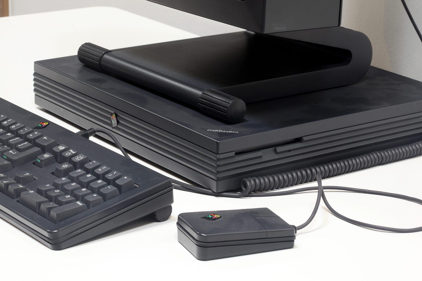 Image of a NeXT pizza box computer. Image of a NeXT pizza box computer.