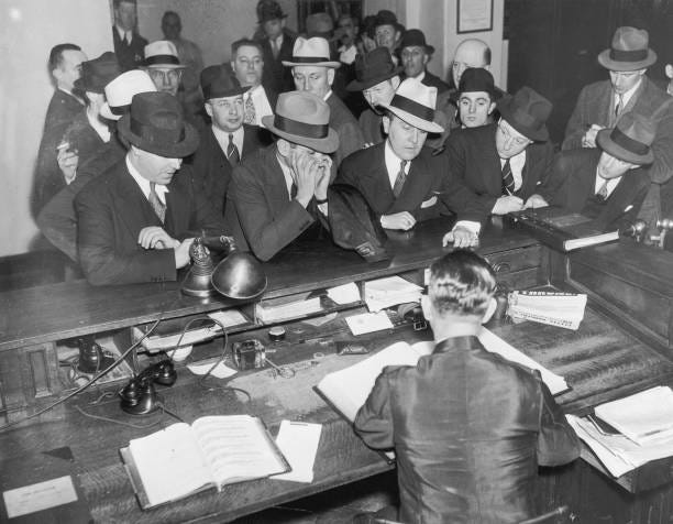 Sicilian-born mafia boss Charles 'Lucky' Luciano stands at a courtroom desk in New York City with his face in his hands, as he is booked after his... Sicilian-born mafia boss Charles 'Lucky' Luciano stands at a courtroom desk in New York City with his face in his hands, as he is booked after his...