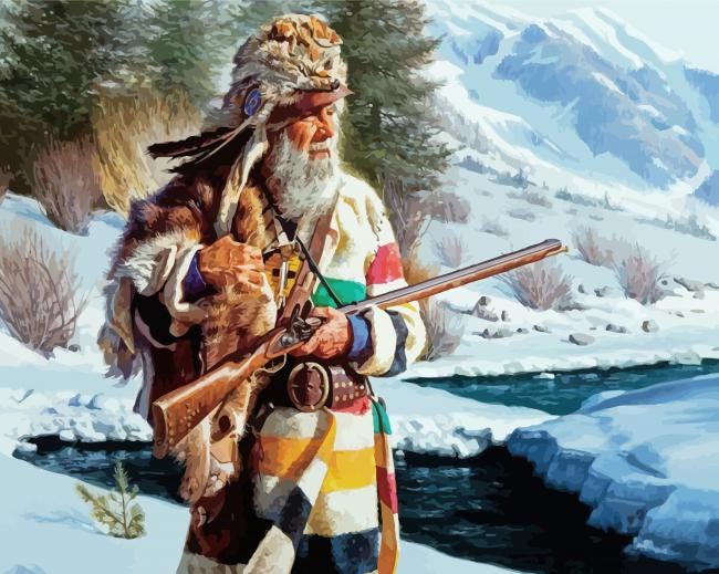 Trapper Mountain Man Paint By Number - NumPaints - Paint by numbers