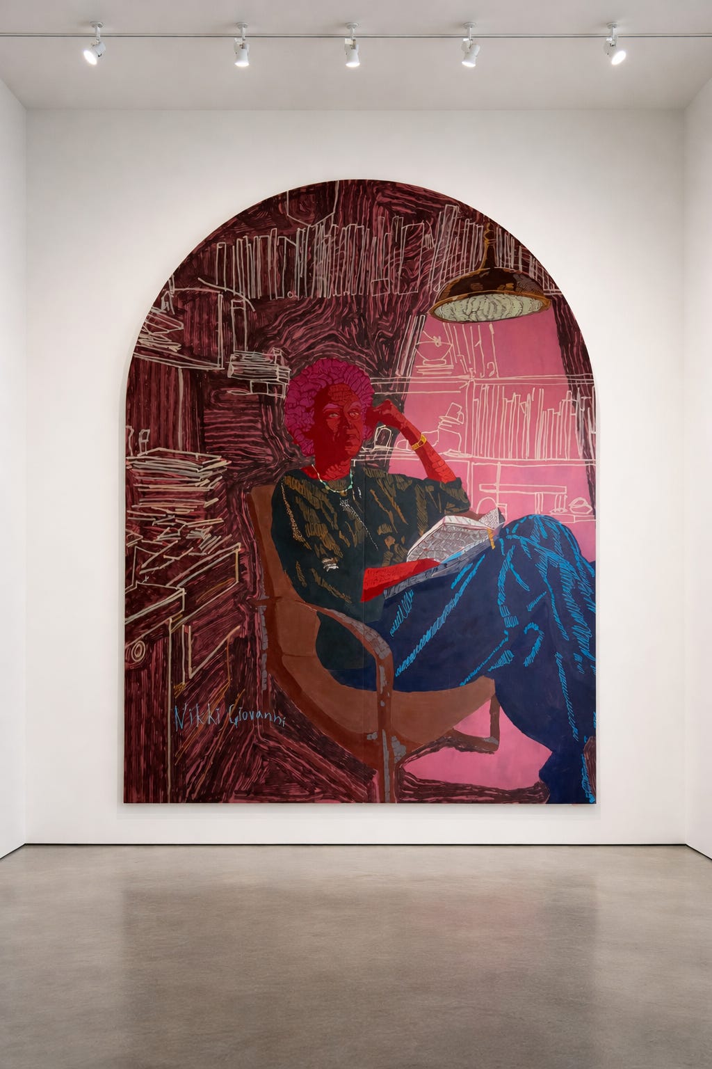 “Nikki Giovanni” 2026 - 7’x9’ Acrylic on Wood Panels 