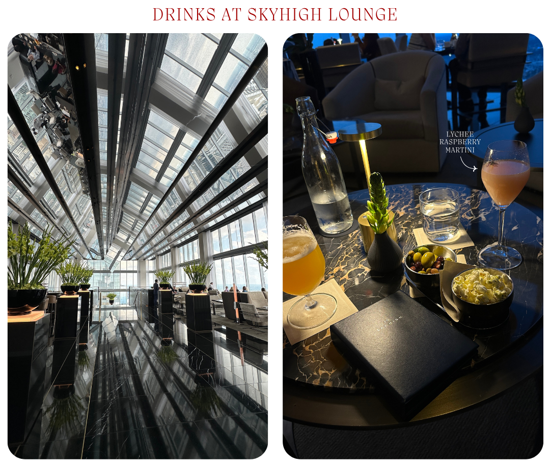 views and drinks at skyhigh lounge in four seasons philly